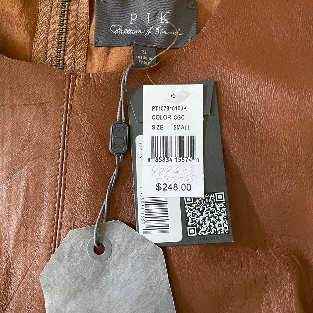 NWT cognac brown leather top. Size small - Picture 2 of 5